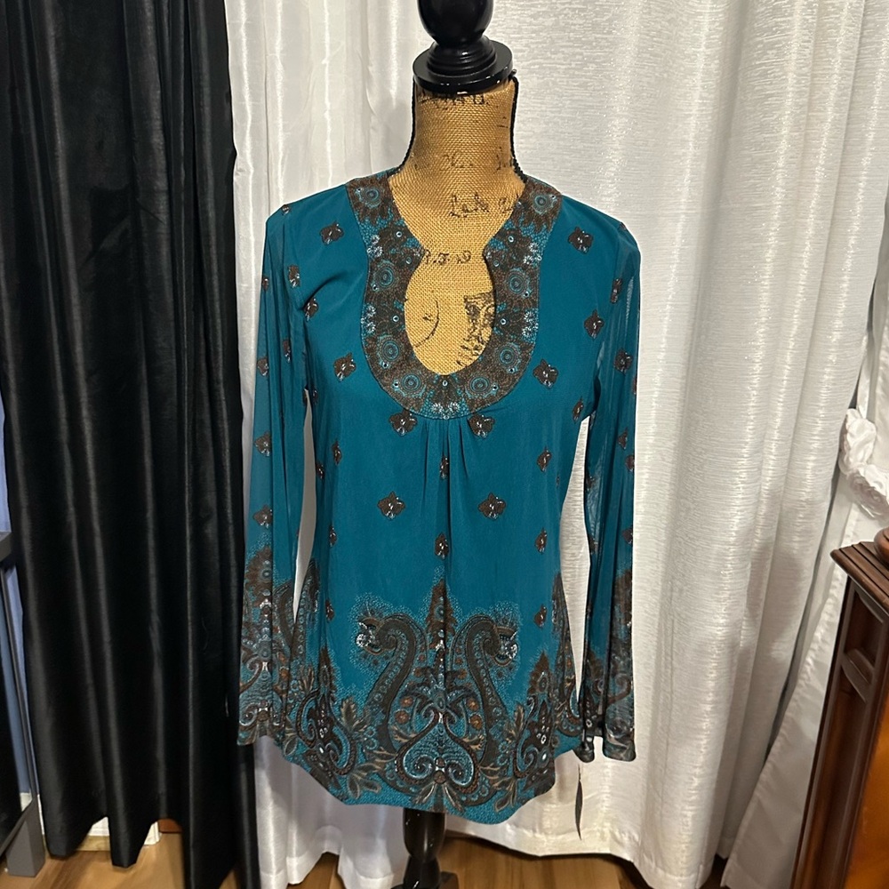 Teal Embellished Women's Top PL